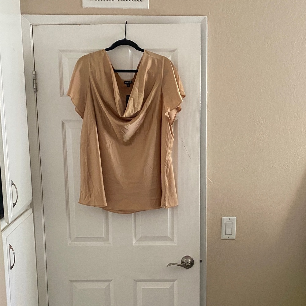 NWT Torrid Tan Cowl Neck Blouse